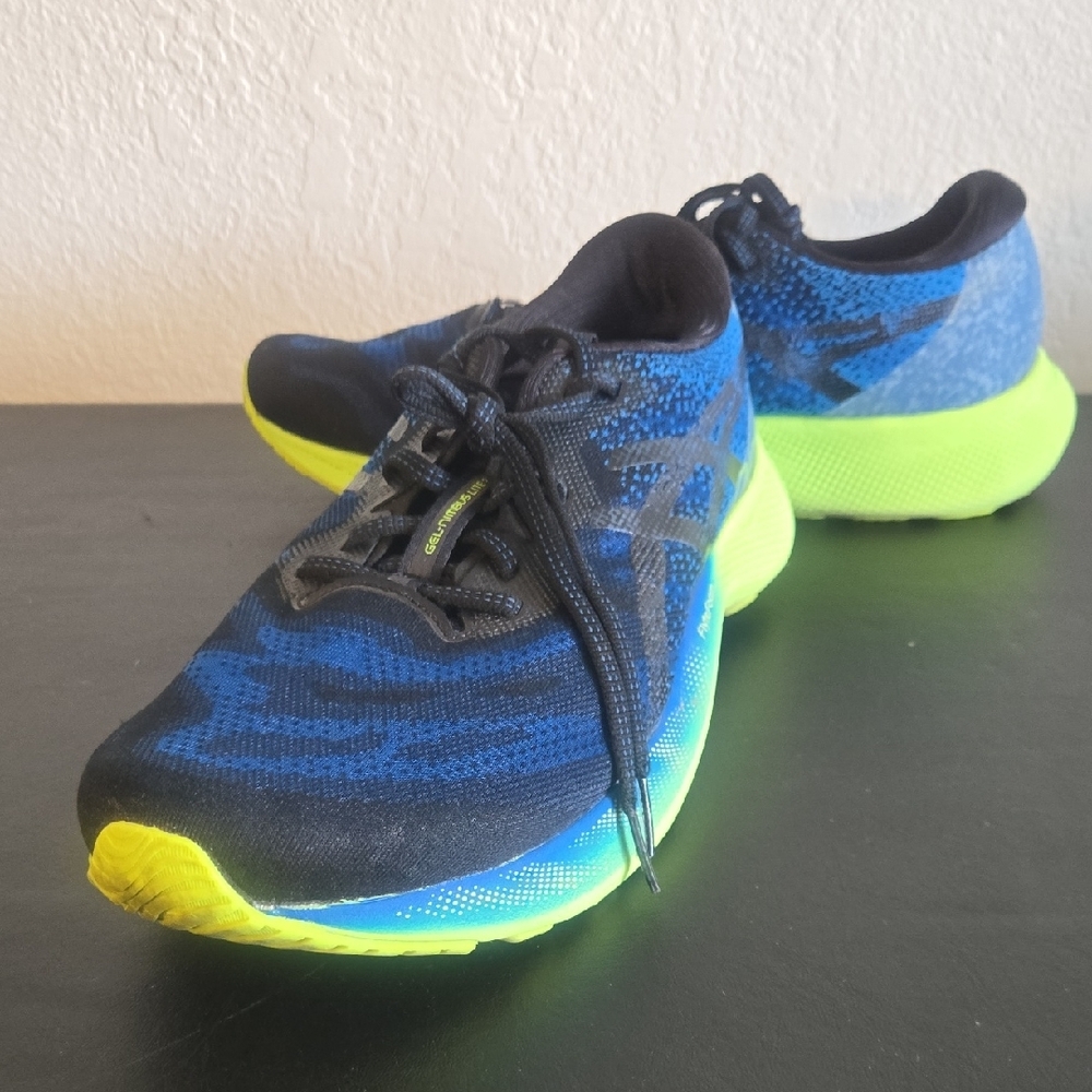 Asics Men's Blue Black and Neon Yellow Athletic Shoes - Picture 12 of 12
